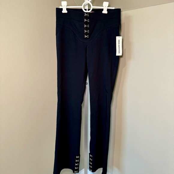 Urban Outfitters Black Y2K Stretchy Flare Pants Silver Hardware Details Size S - Picture 1 of 7